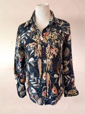 New! LANHTROPY CAPE CUPRO BLOUSE NIGHT FOREST Size XS